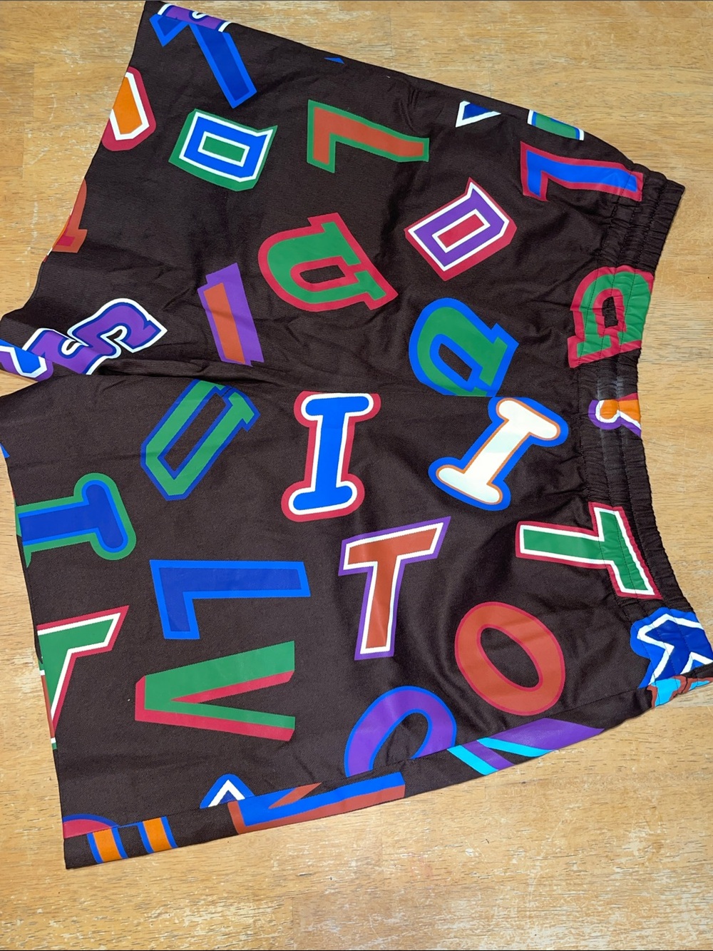 Louis Vuitton Black Athletic Shorts with Multicolor Letter Print